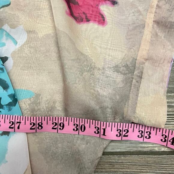 Ali Miles Floral Blouse Top Women’s Sz M Multicolored Semi Sheer Pleated tank. - Picture 9 of 9